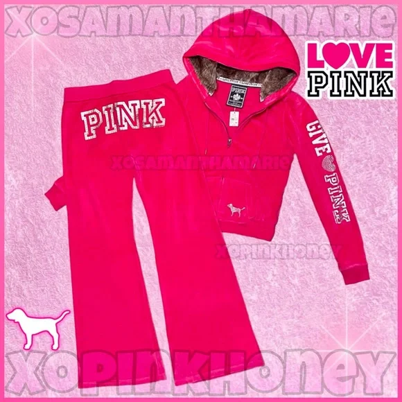 VS PINK Bling Velour Outfit Set